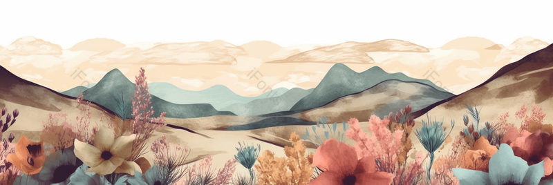 粉色文艺简约鲜花花瓣手绘展板背景鲜花背景山峦花草,插画/手绘图,插画/手绘图库,插画/手绘图下载,插画/手绘
